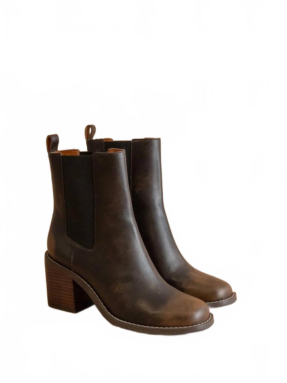 NEW OASIS SOCIETY women's dakota heeled chelsea boot in brown